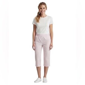Pink Striped Women's Pajama Three-quarter Pants
